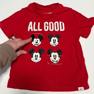 GAP red Mickey Mouse tee shirt funny faces all good 4t